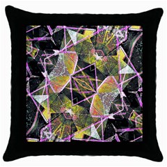 Geometric Grunge Pattern Print Black Throw Pillow Case by dflcprints