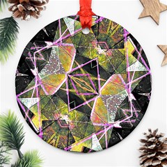 Geometric Grunge Pattern Print Round Ornament (two Sides) by dflcprints