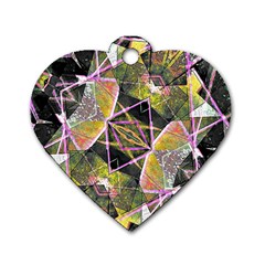 Geometric Grunge Pattern Print Dog Tag Heart (one Sided)  by dflcprints