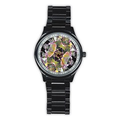 Geometric Grunge Pattern Print Sport Metal Watch (black) by dflcprints