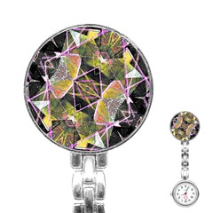 Geometric Grunge Pattern Print Stainless Steel Nurses Watch by dflcprints