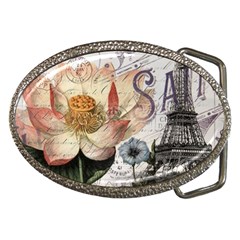 Vintage Paris Eiffel Tower Floral Belt Buckle (oval) by chicelegantboutique