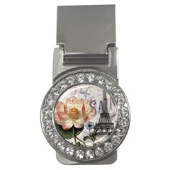 Vintage Paris Eiffel Tower Floral Money Clip (cz)