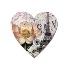 Vintage Paris Eiffel Tower Floral Magnet (heart) by chicelegantboutique