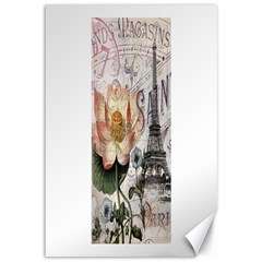 Vintage Paris Eiffel Tower Floral Canvas 12  X 18  (unframed) by chicelegantboutique