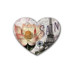 Vintage Paris Eiffel Tower Floral Drink Coasters 4 Pack (heart)  by chicelegantboutique