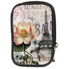 Vintage Paris Eiffel Tower Floral Compact Camera Leather Case by chicelegantboutique