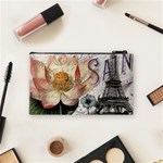 Vintage Paris Eiffel Tower Floral Cosmetic Bag (Small) Back