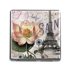 Vintage Paris Eiffel Tower Floral Memory Card Reader With Storage (square) by chicelegantboutique