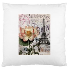 Vintage Paris Eiffel Tower Floral Large Cushion Case (two Sided) 