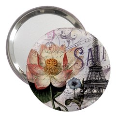 Vintage Paris Eiffel Tower Floral 3  Handbag Mirror by chicelegantboutique