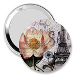 Vintage Paris Eiffel Tower Floral 3  Handbag Mirror Front