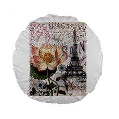 Vintage Paris Eiffel Tower Floral 15  Premium Round Cushion  by chicelegantboutique