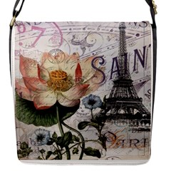 Vintage Paris Eiffel Tower Floral Flap Closure Messenger Bag (small) by chicelegantboutique