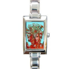 Flower Horizon Rectangular Italian Charm Watch by icarusismartdesigns