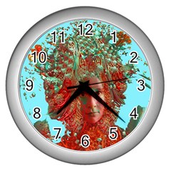 Flower Horizon Wall Clock (silver) by icarusismartdesigns