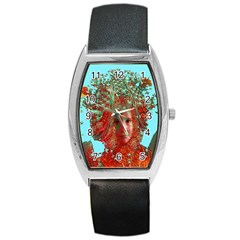 Flower Horizon Tonneau Leather Watch by icarusismartdesigns