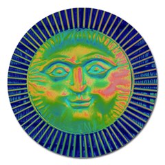 Sun Face Magnet 5  (round) by sirhowardlee