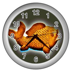 Goldfish Wall Clock (silver) by sirhowardlee