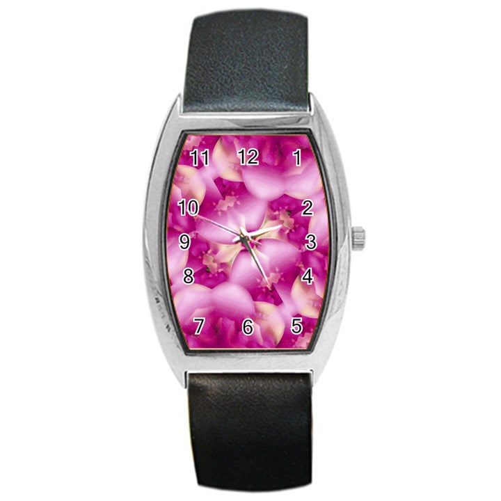 Beauty Pink Abstract Design Tonneau Leather Watch