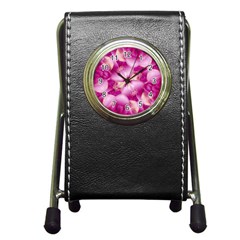 Beauty Pink Abstract Design Stationery Holder Clock by dflcprints