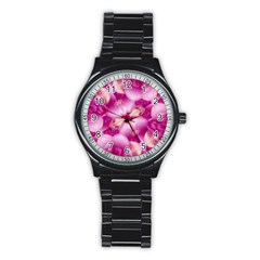 Beauty Pink Abstract Design Sport Metal Watch (black) by dflcprints