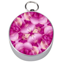 Beauty Pink Abstract Design Silver Compass by dflcprints