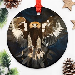 Golden Eagle Round Ornament (two Sides) by JUNEIPER07