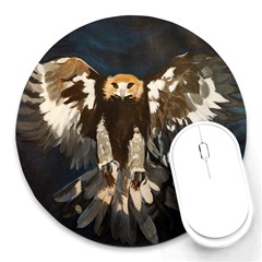 Golden Eagle 8  Mouse Pad (round) by JUNEIPER07