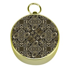 Steam Punk Pattern Print Gold Compass