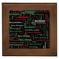 Merry Christmas Typography Art Framed Ceramic Tile by StuffOrSomething