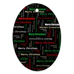 Merry Christmas Typography Art Oval Ornament Front