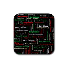 Merry Christmas Typography Art Drink Coaster (square) by StuffOrSomething