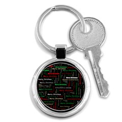 Merry Christmas Typography Art Key Chain (round) by StuffOrSomething