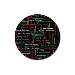 Merry Christmas Typography Art Magnet 3  (round)