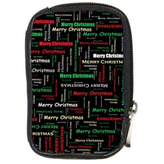 Merry Christmas Typography Art Compact Camera Leather Case by StuffOrSomething