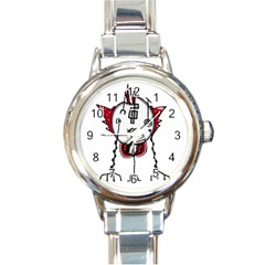 Alien Robot Hand Draw Illustration Round Italian Charm Watch by dflcprints