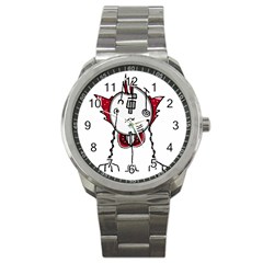 Alien Robot Hand Draw Illustration Sport Metal Watch by dflcprints