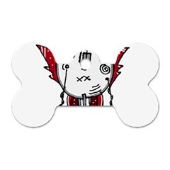 Alien Robot Hand Draw Illustration Dog Tag Bone (two Sided) by dflcprints