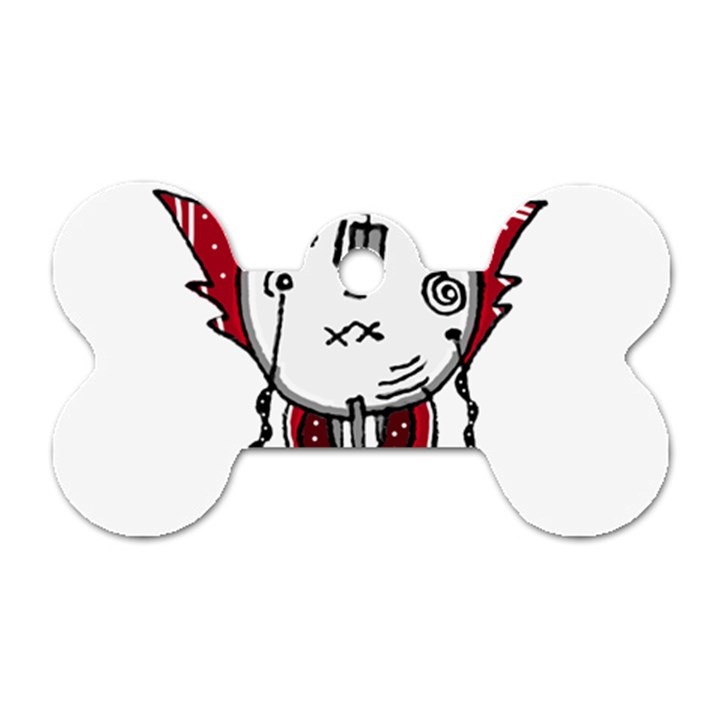 Alien Robot Hand Draw Illustration Dog Tag Bone (Two Sided)