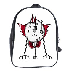 Alien Robot Hand Draw Illustration School Bag (large) by dflcprints