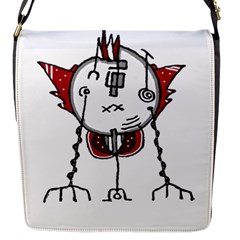 Alien Robot Hand Draw Illustration Flap Closure Messenger Bag (small) by dflcprints