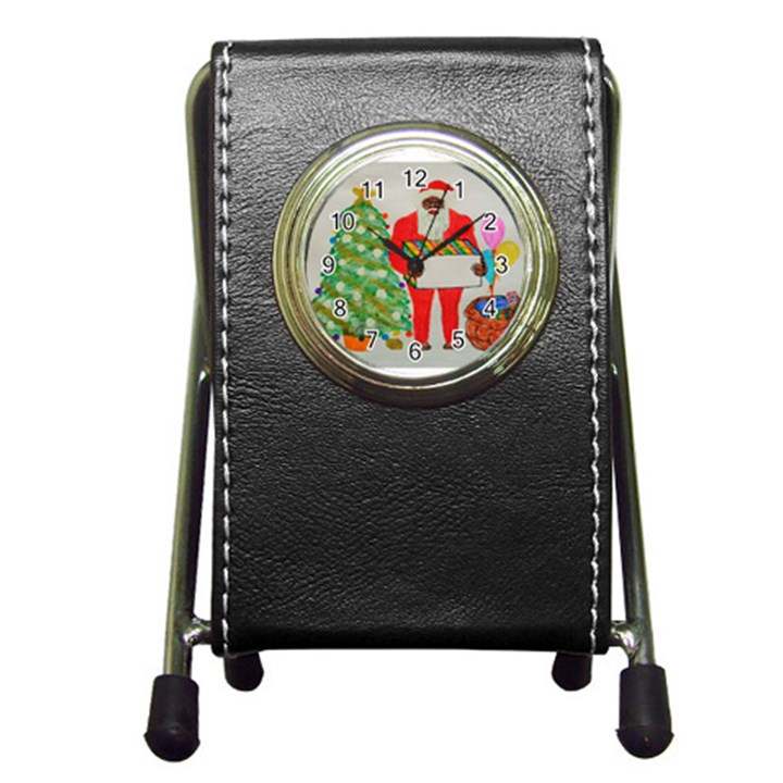 Sasquatch Father Christmas, Stationery Holder Clock