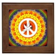 Psychedelic Peace Dove Mandala Framed Ceramic Tile by StuffOrSomething