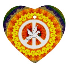 Psychedelic Peace Dove Mandala Heart Ornament