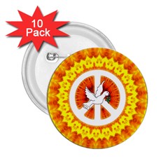 Psychedelic Peace Dove Mandala 2 25  Button (10 Pack) by StuffOrSomething