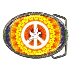 Psychedelic Peace Dove Mandala Belt Buckle (oval) by StuffOrSomething