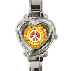 Psychedelic Peace Dove Mandala Heart Italian Charm Watch  by StuffOrSomething