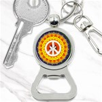 Psychedelic Peace Dove Mandala Bottle Opener Key Chain Front