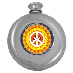 Psychedelic Peace Dove Mandala Hip Flask (round) by StuffOrSomething